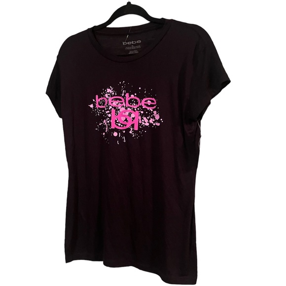 Tops - Bebe Women Teen Black Logo In Pink lStretch Fit NWT